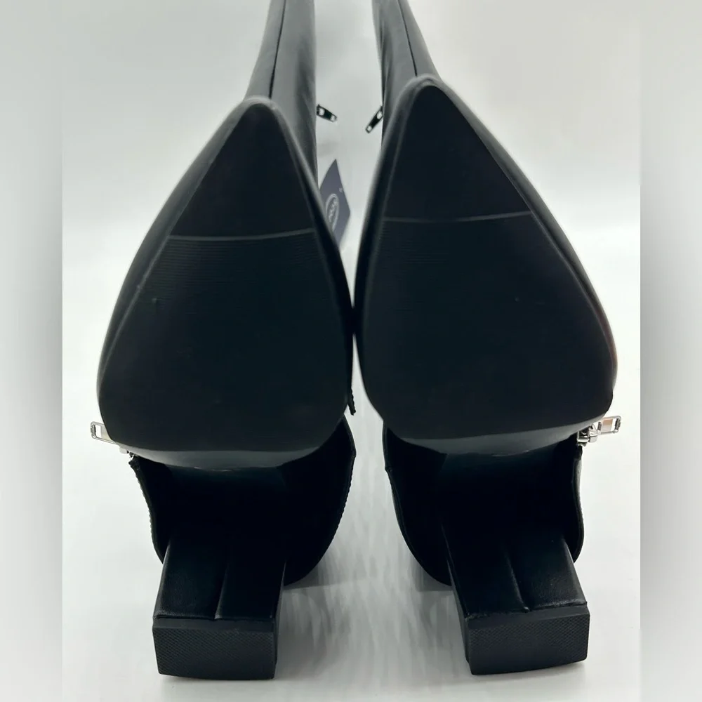 Scoop Black Knee-High Block Heel Boots | Dual Side Zippers | Women’s 8 | NWT